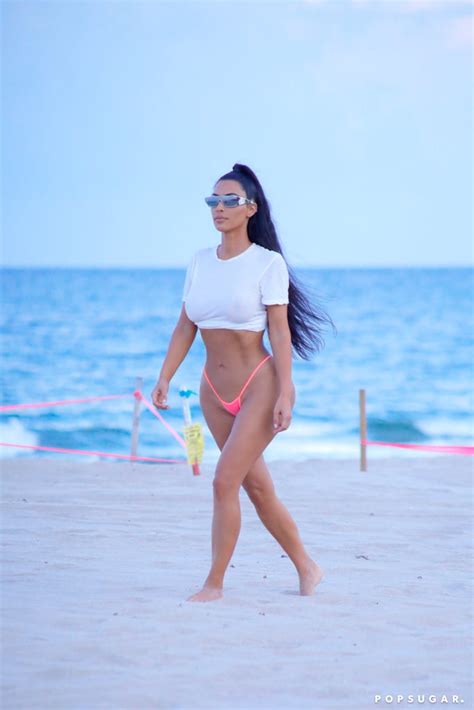 Kim Kardashian Wearing Thong Bikini In Miami August Popsugar