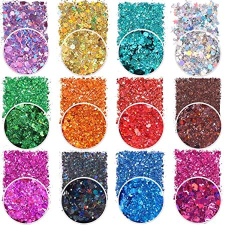 Amazon Holographic Chunky Glitter Sequins 12 Colors Mixed