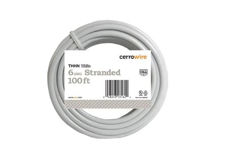 Cerrowire 100 Ft 6 Gauge White Stranded Copper THHN Wire Walmart