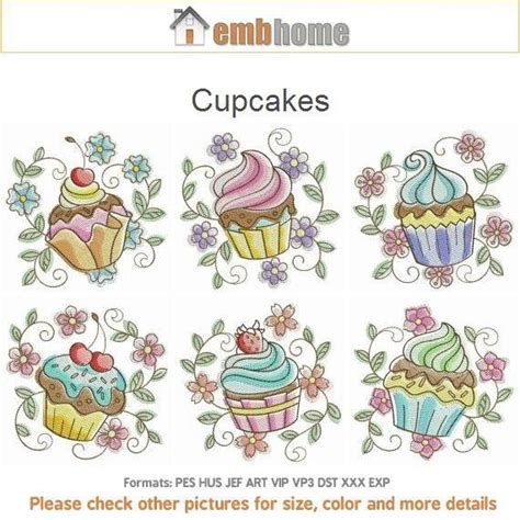 Cupcakes Embroidery Designs Instant Download 4x4 5x5 6x6 Hoop 10