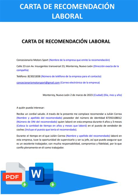 4 Formato De Carta De Recomendacion Laboral Pdf 2023 Hot Sex Picture