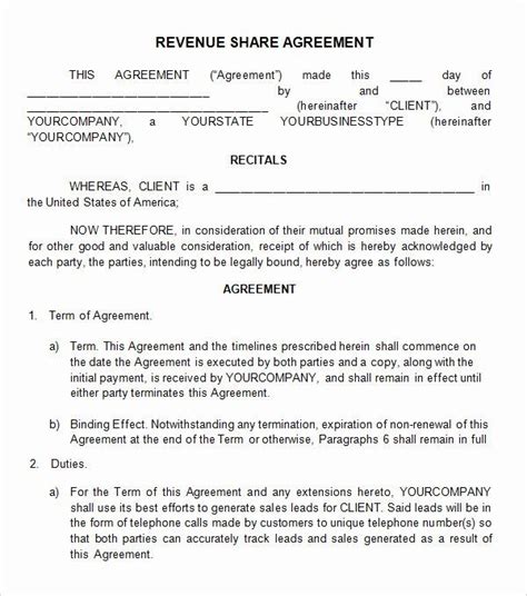 Free Profit Sharing Agreement Template Printable Templates Your Go