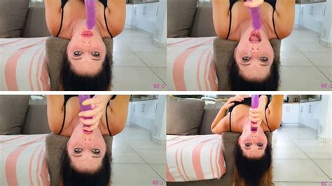 Solo Deepthroating Purple Dildo Upside Down Mp K B Queen Clips Sale