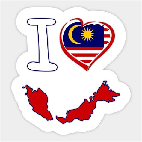 Malaysian Flag Heart Sticker Map Of Malaysia