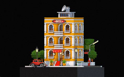 Cartoon Hotel and Classic Auto :: Behance