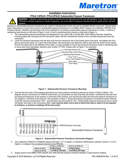 Submersible Pressure Transducer Installation Instructions