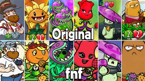 Plants Night Funkin Replanted All Original Vs Fnfplants Vs Zombies Heroes X Fnf Comparison