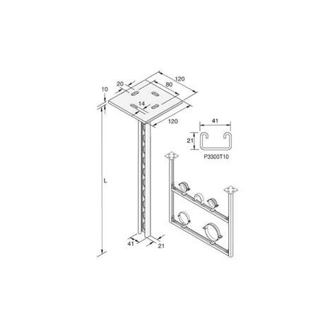 Unistrut Shallow Channel Vertical Support 775mm X 41mm X 21mm Hbl750