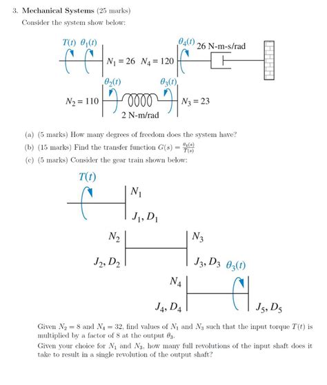 Solved Mechanical Systems Marks Consider The System Chegg