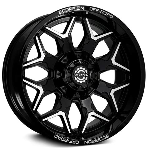 17 Scorpion Wheels Defender Black Machined Off Road Rims SC055 2