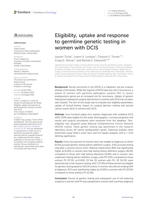 Pdf Eligibility Uptake And Response To Germline Genetic Testing In