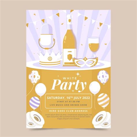 Free Vector Hand Drawn White Party Poster Template