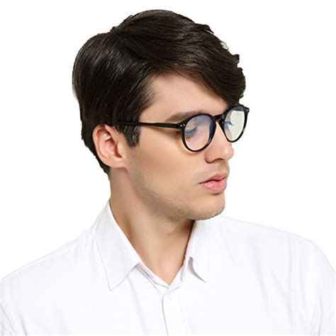 Blue Light Filter Computer Glasses Clear Lens Horn Rimmed Round Optical Glasses Frame