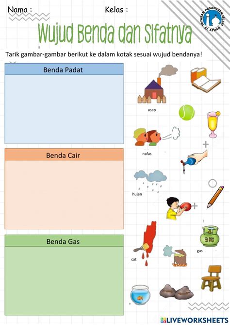 Worksheet B Indonesia Wujud Benda Dan Sifatnya Interactive Worksheet