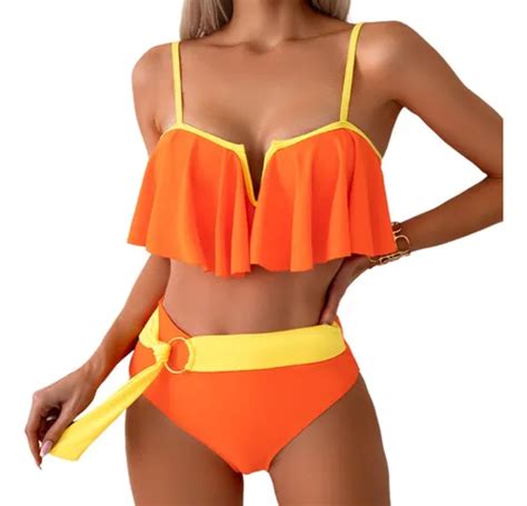 Trajes De Ba O Sexy Bikini Colores Contraste Para Dama Mujer Meses Sin Inter S
