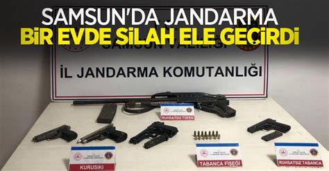 Samsun da jandarma bir evde silah ele geçirdi