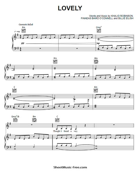 Lovely Sheet Music Billie Eilish And Khalid Piano Songs Sheet Music Violin Sheet Music Sheet Music