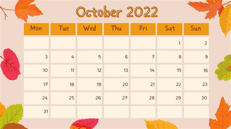 October 2022 Calendar Aesthetic Printable Template Calendar