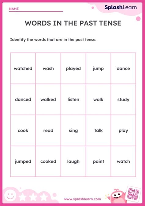 Spot The Past Tense Verbs Worksheet