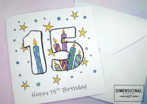 15th Birthday Card Happy 15th Birthday Fifteen Today 15 Etsy Uk