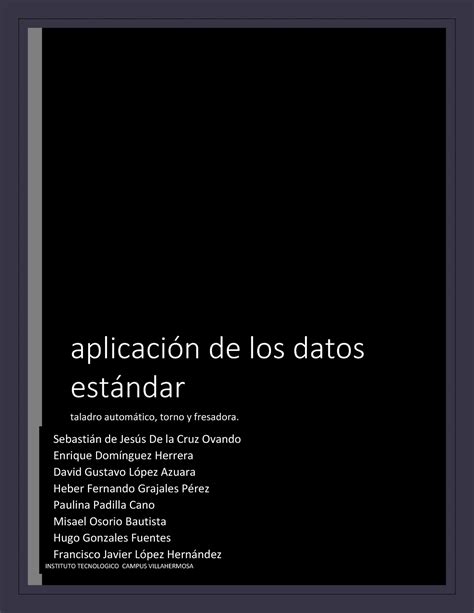 Actividad Equipo Aplicaci N De Los Datos Estndar Taladro