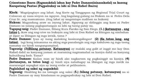 Solution Noli Me Tangere Mock Trial Script Filipino Grade