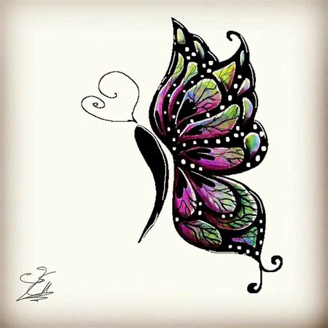 A Drawing Of A Colorful Butterfly On A White Background