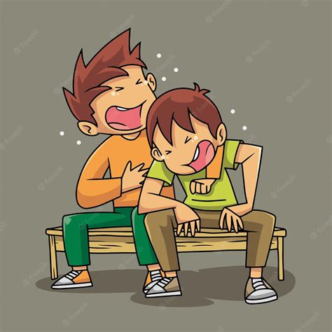 Premium Vector Two Boys Sitting Laughing Loudly