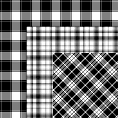 Black White Plaid Digital Papers Black Plaid Backgrounds Etsy