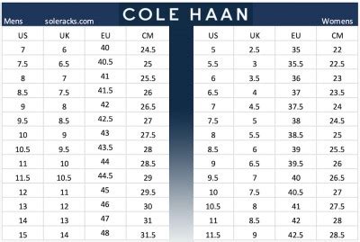 Cole Haan Shoes Size Chart - Soleracks