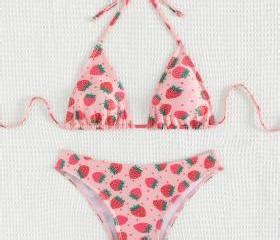 Strawberry Print Bikini Set On Luulla