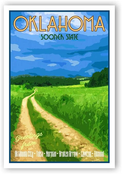 Amazon.com : Fikino OKLAHOMA TRAVEL POSTER postcard set of 20 identical postcards. OK state ...