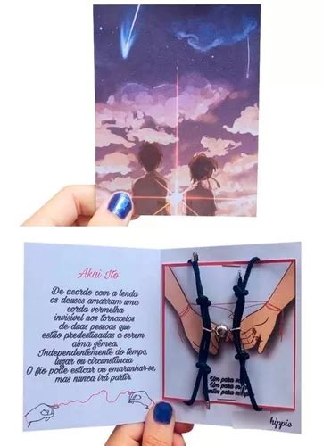 Kit 2 Pulseiras Casal Your Name Akai Ito Magnética Série Parcelamento