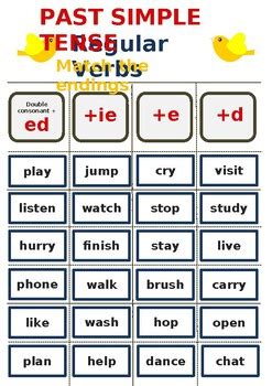 Past Simple Tense Regular Verbs Matching Activity By Chihabb Othmonnre