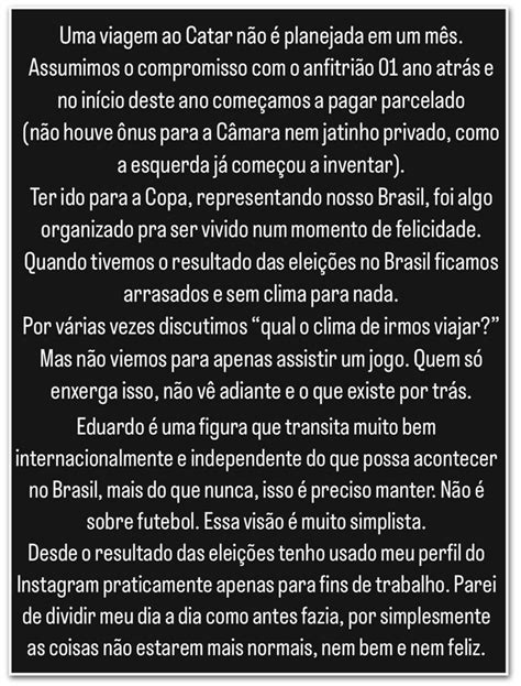 Mulher De Eduardo Bolsonaro Diz Ter Ido Ao Qatar Sem Clima