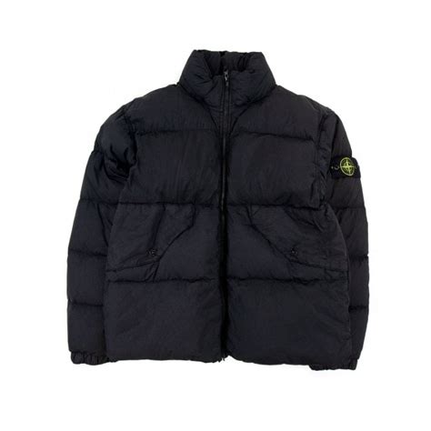 Stone Island 40623 Garment Dyed Crinkle Reps Recycled Nylon Down Black