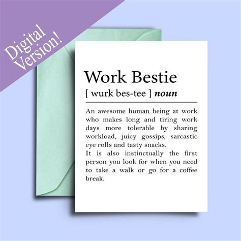 Printable Funny Work Bestie Definition Farewell Card For Coworker