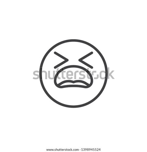 Suffering Face Emoji Line Icon Linear Stock Vector (Royalty Free ...