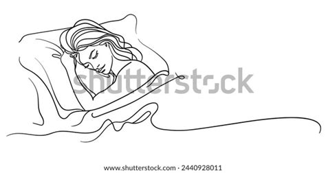 Girl Sleeping Bed Line Art Drawing Stock Vector (Royalty Free ...