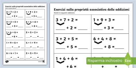 Esercizi Sulla Proprietà Associativa Addizione Twinkl