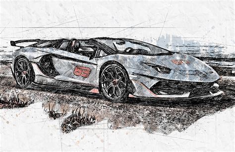 2020 Lamborghini Aventador Svj 63 Roadster Sketch Car Drawing Blog