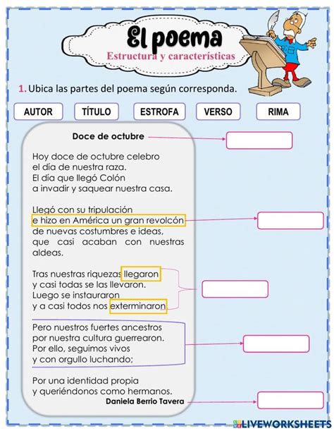 El Poema Worksheet For Grado Actividades De Poes A