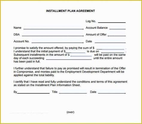 Free Installment Payment Agreement Template Of Payment Plan Agreement