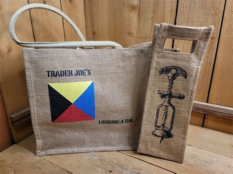 Trader Joes Reusable Jute Burlap Shopping Tote Bag 16x12x6 In 1