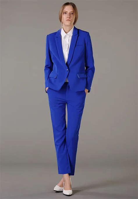 Ladies Pant Suits Women Business Formal Office Suits Work Wear Custom Made Royal Blue Elegant Ol