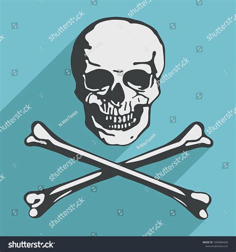 Jolly Roger Skull Crossbones Pirate Vector เวกเตอร์สต็อก ปลอดค่า