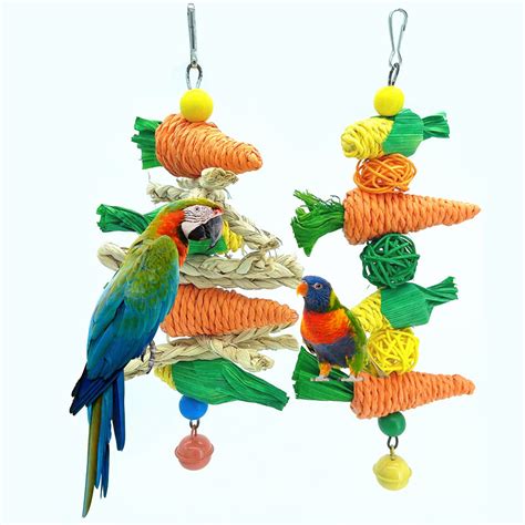 Wharick Bird Chew Toys Parakeet Natural Wood Toys Parrot Hanging Cage