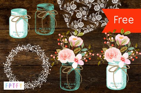 Free Mason Jar Flower Clip Art Free Pretty Things For You