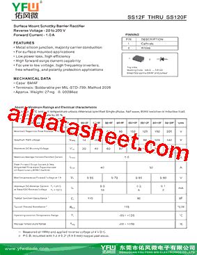 SS14F Datasheet PDF DONGGUAN YOU FENG WEI ELECTRONICS CO LTD