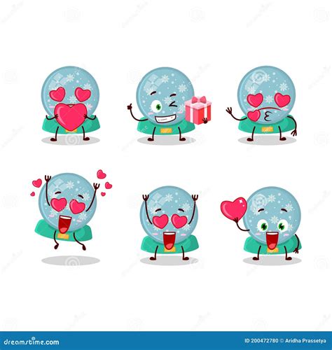 Snowball With Snowfall Cartoon Character With Love Cute Emoticon Vector